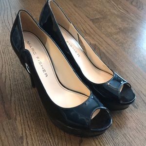 Black patent leather heels